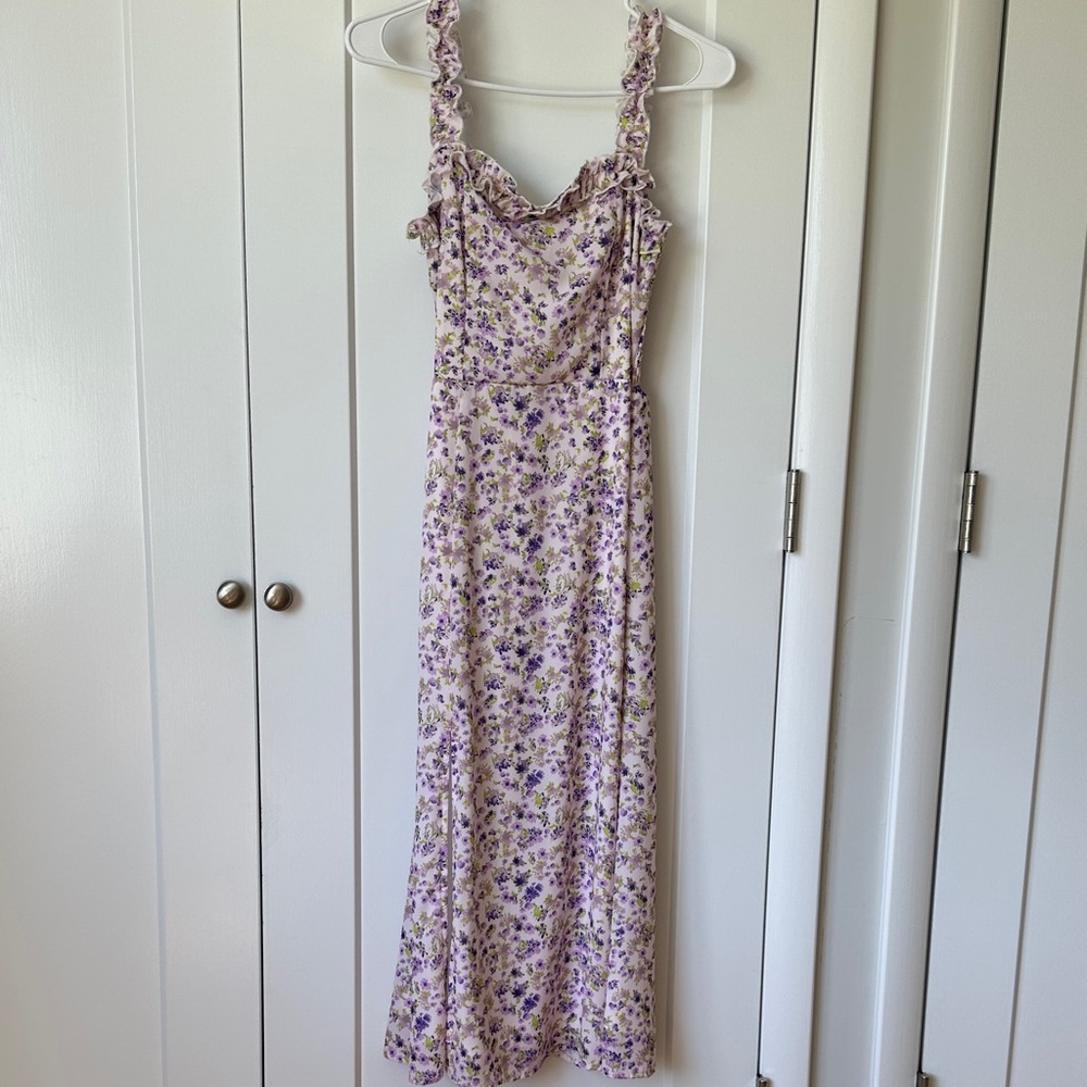 Altar'd State Purple and Cream Floral Maxi Dress